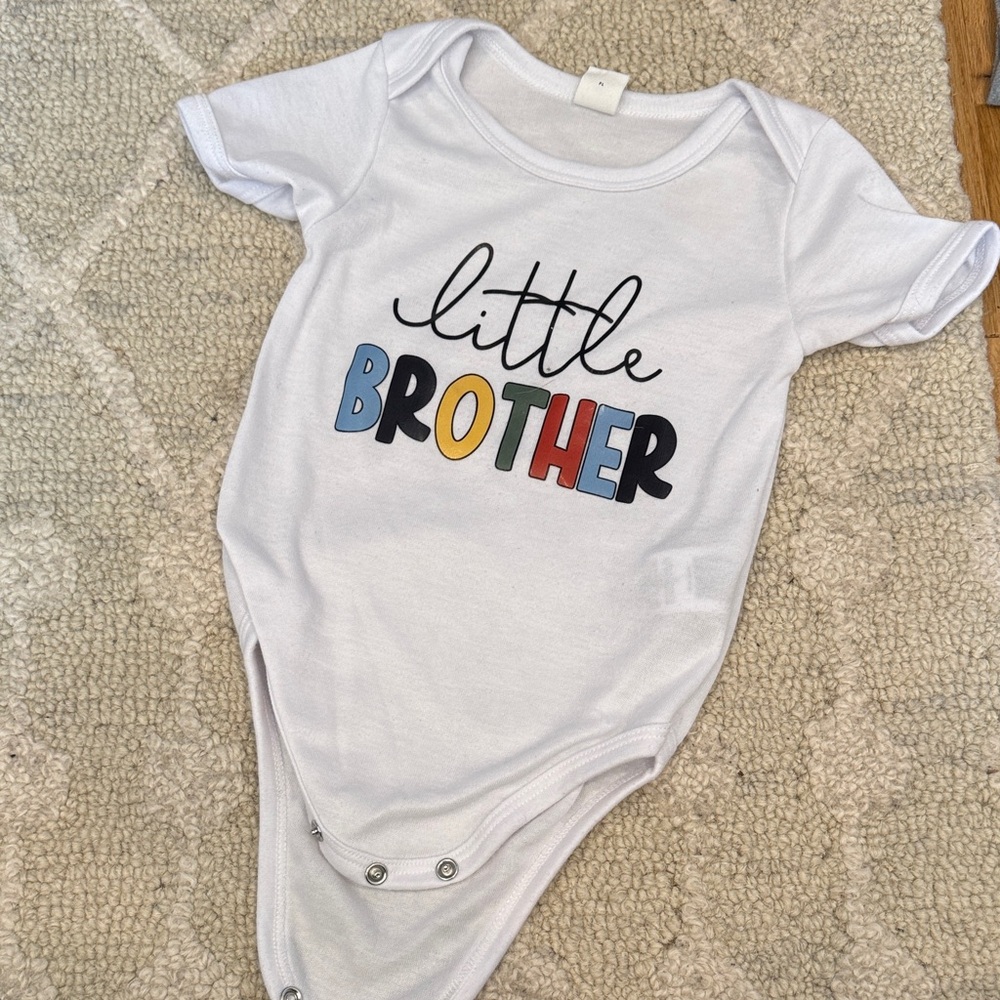 SHEIN White 'Little Brother' baby onesie